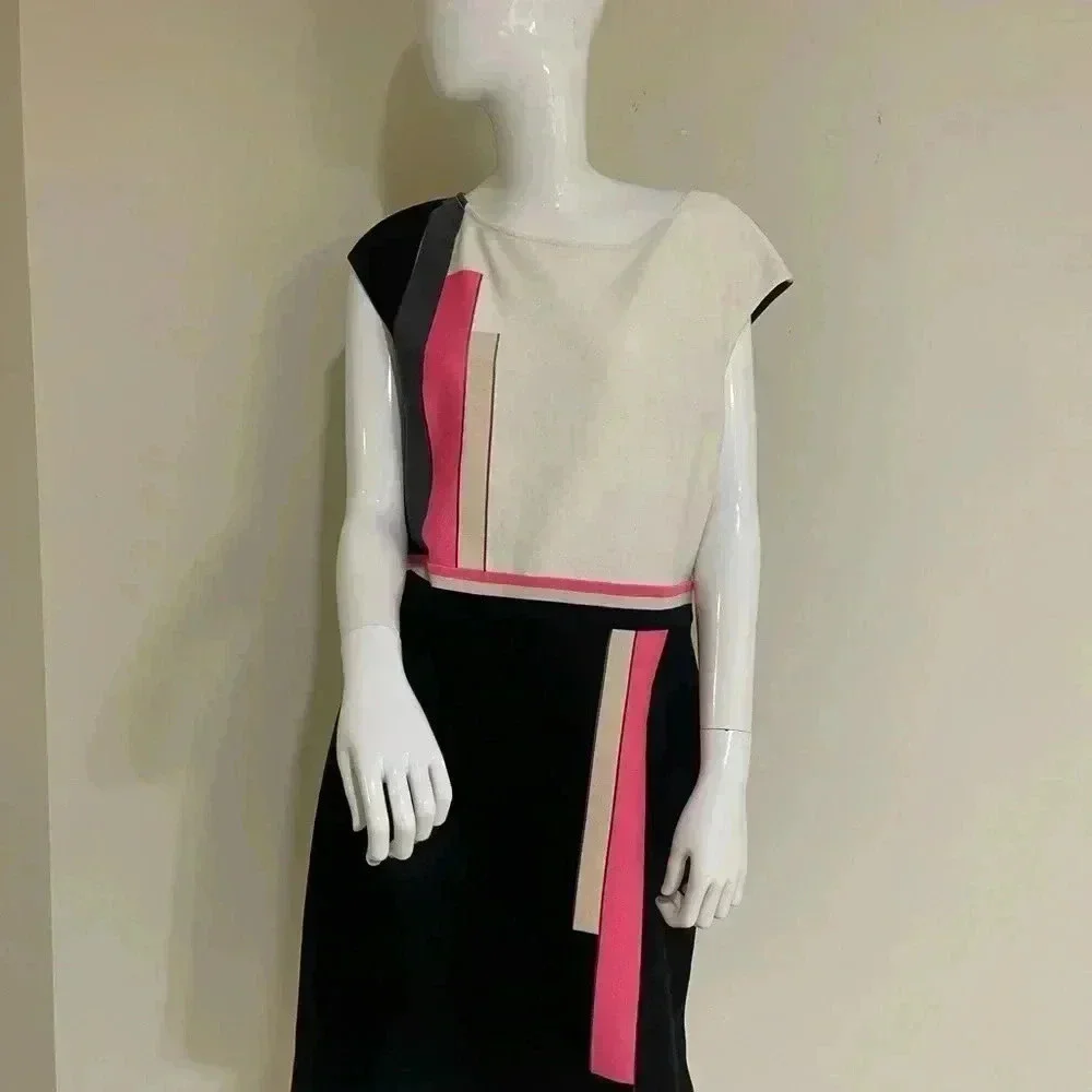 ST.John Cavier multi gorgeous dress,new with a tag black, pink & cream stripes - Picture 3 of 16